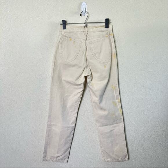 Lykke Wullf Perfected Ranch Pant Cream Canvas Paint Splatter Womens Size 4 - Picture 9 of 10